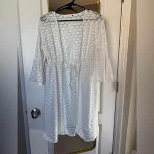 White Lace Kimono Cardigan Beach Cover